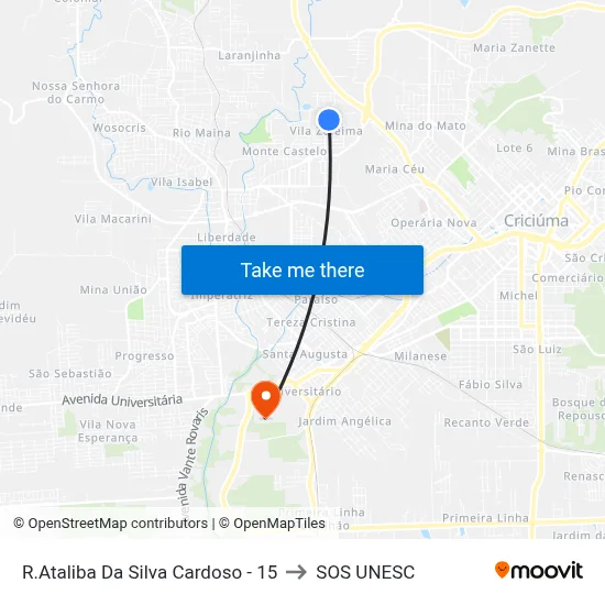 R.Ataliba Da Silva Cardoso - 15 to SOS UNESC map