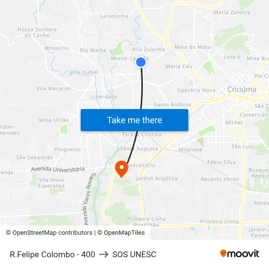 R.Felipe Colombo - 400 to SOS UNESC map