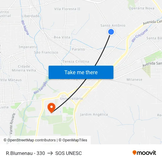 R.Blumenau - 330 to SOS UNESC map