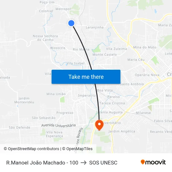 R.Manoel João Machado - 100 to SOS UNESC map