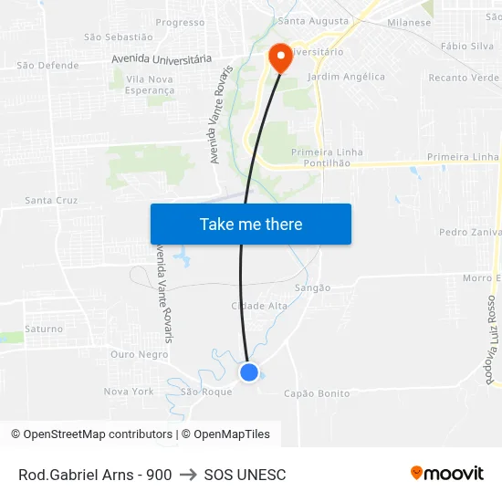 Rod.Gabriel Arns - 900 to SOS UNESC map