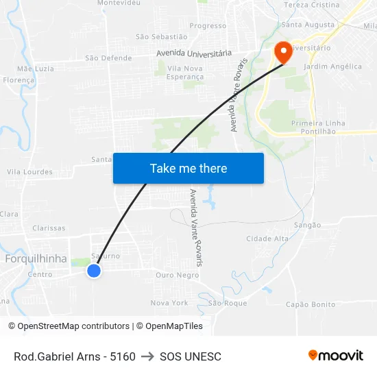 Rod.Gabriel Arns - 5160 to SOS UNESC map
