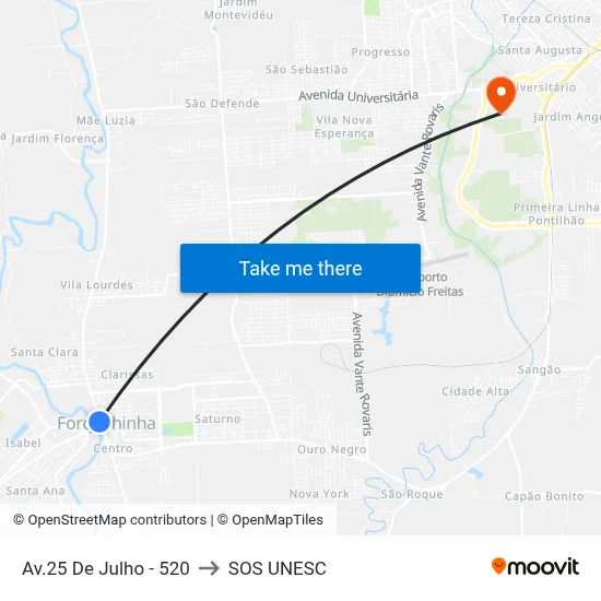 Av.25 De Julho - 520 to SOS UNESC map