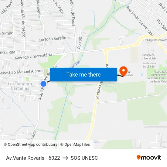 Av.Vante Rovaris - 6022 to SOS UNESC map
