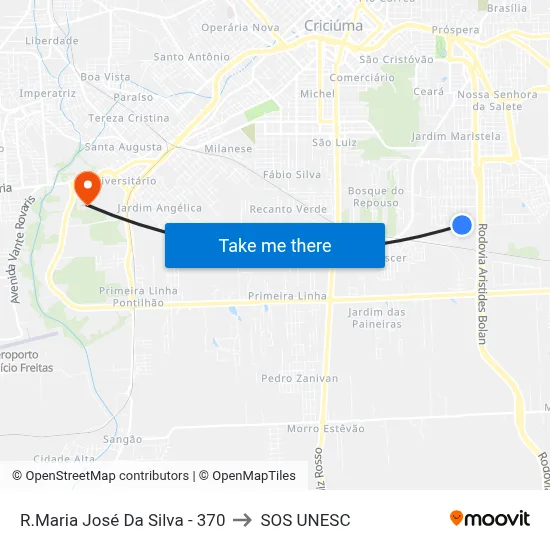 R.Maria José Da Silva - 370 to SOS UNESC map