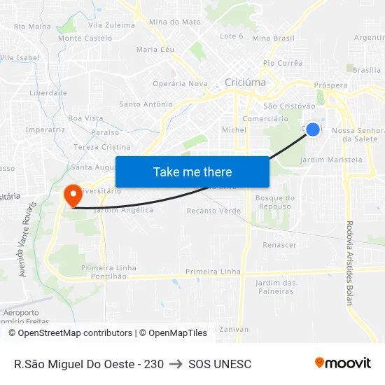 R.São Miguel Do Oeste - 230 to SOS UNESC map