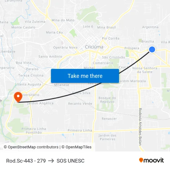 Rod.Sc-443 - 279 to SOS UNESC map