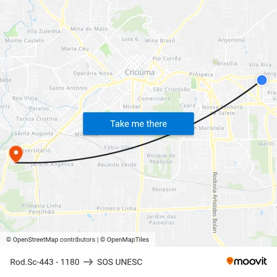 Rod.Sc-443 - 1180 to SOS UNESC map