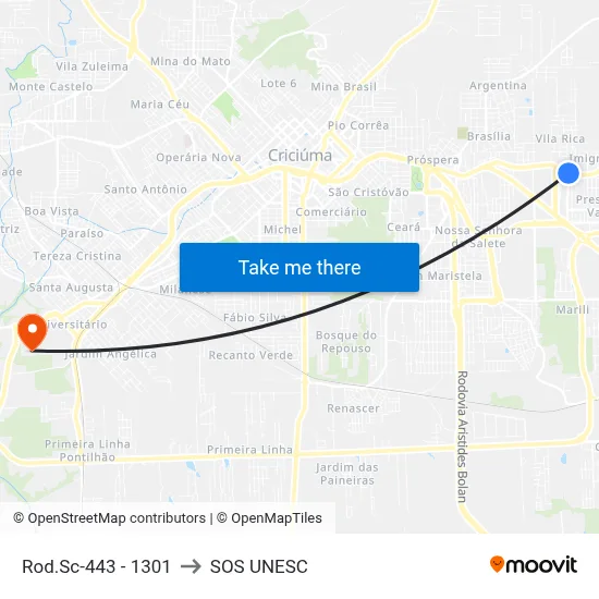 Rod.Sc-443 - 1301 to SOS UNESC map