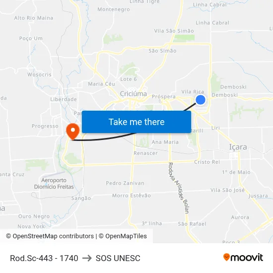 Rod.Sc-443 - 1740 to SOS UNESC map