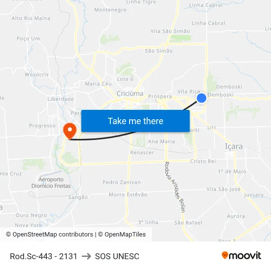 Rod.Sc-443 - 2131 to SOS UNESC map