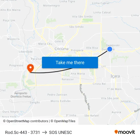 Rod.Sc-443 - 3731 to SOS UNESC map