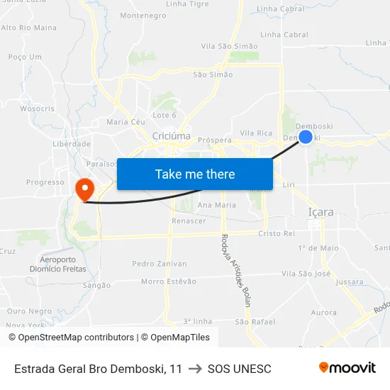 Estrada Geral Bro Demboski, 11 to SOS UNESC map