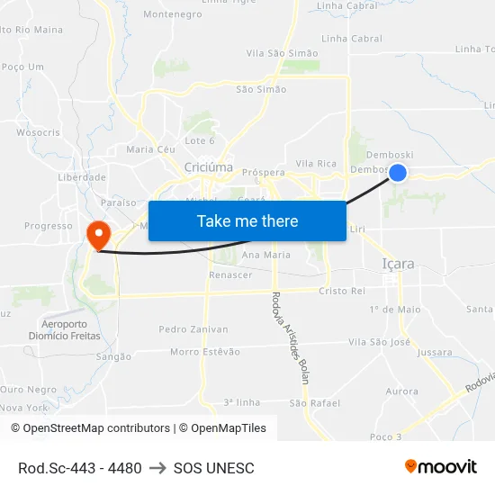 Rod.Sc-443 - 4480 to SOS UNESC map