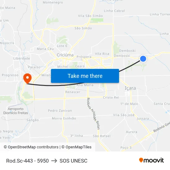 Rod.Sc-443 - 5950 to SOS UNESC map