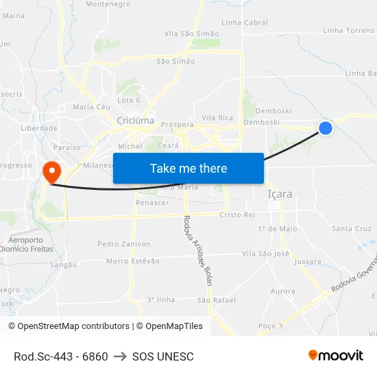 Rod.Sc-443 - 6860 to SOS UNESC map