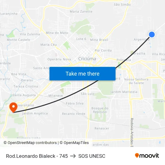 Rod.Leonardo Bialeck - 745 to SOS UNESC map