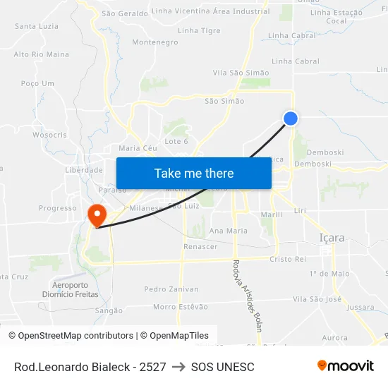 Rod.Leonardo Bialeck - 2527 to SOS UNESC map