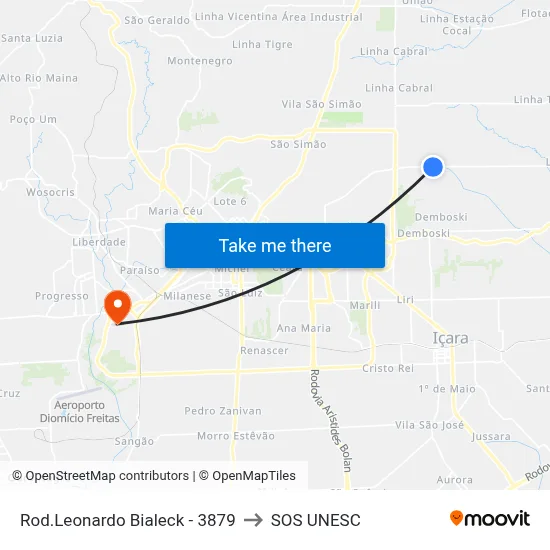 Rod.Leonardo Bialeck - 3879 to SOS UNESC map