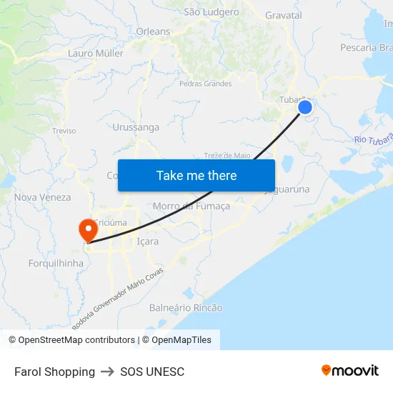 Farol Shopping to SOS UNESC map