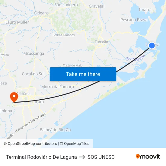 Terminal Rodoviário De Laguna to SOS UNESC map