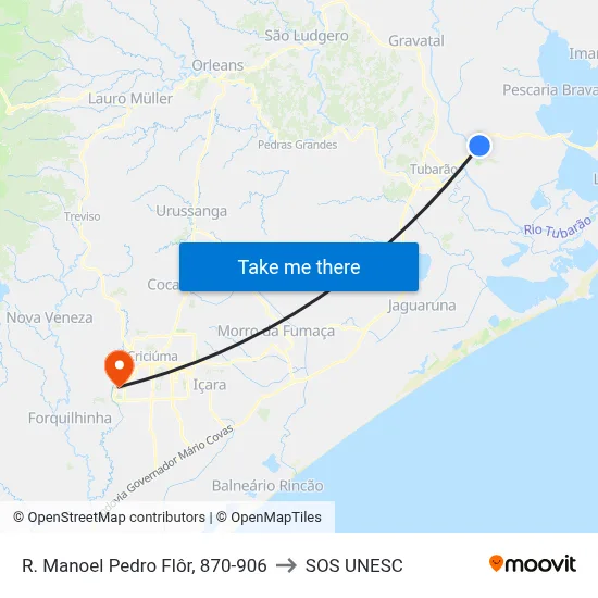 R. Manoel Pedro Flôr, 870-906 to SOS UNESC map