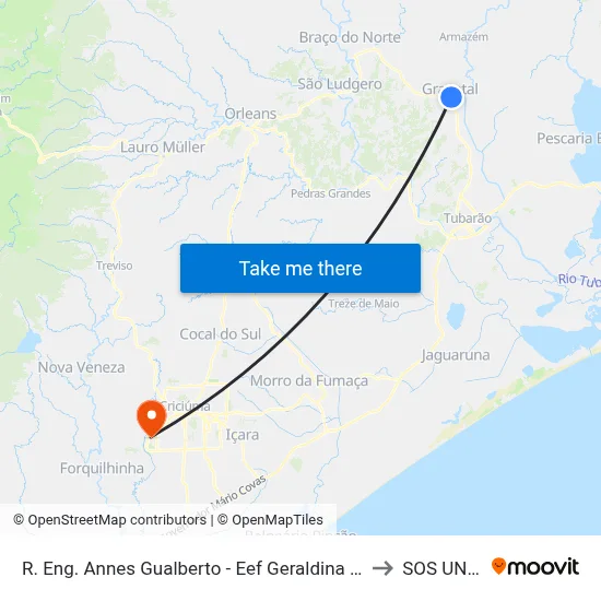 R. Eng. Annes Gualberto - Eef Geraldina M. Tavares to SOS UNESC map