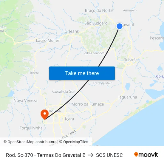 Rod. Sc-370 - Termas Do Gravatal B to SOS UNESC map