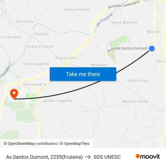 Av.Santos Dumont, 2255(Fruteira) to SOS UNESC map
