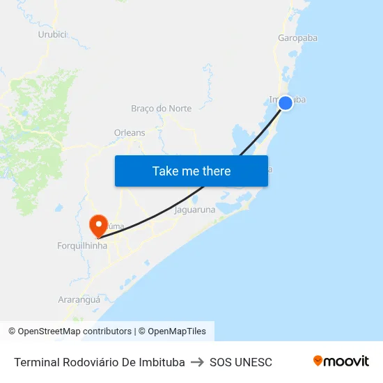 Terminal Rodoviário De Imbituba to SOS UNESC map