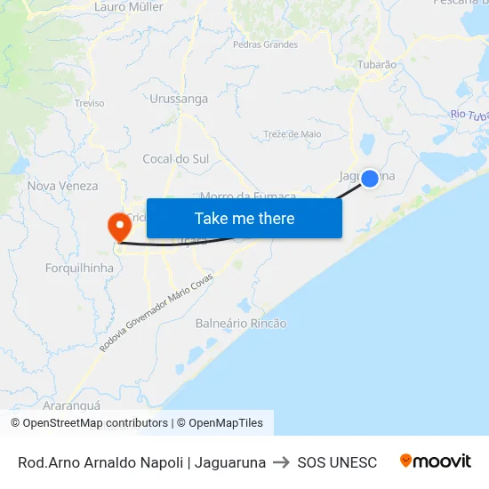 Rod.Arno Arnaldo Napoli | Jaguaruna to SOS UNESC map