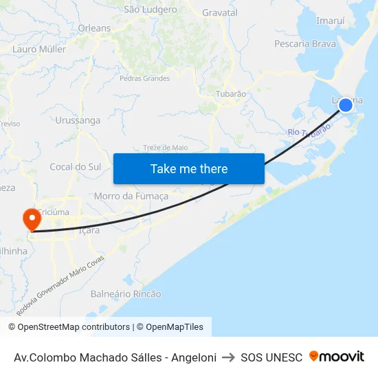 Av.Colombo Machado Sálles - Angeloni to SOS UNESC map