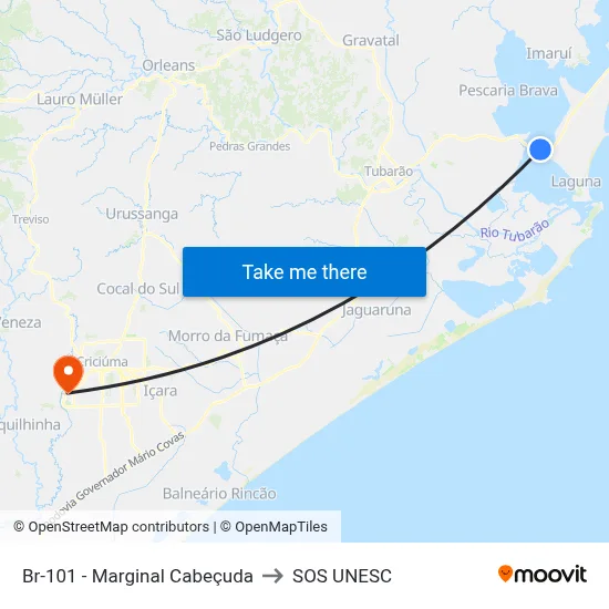 Br-101 - Marginal Cabeçuda to SOS UNESC map