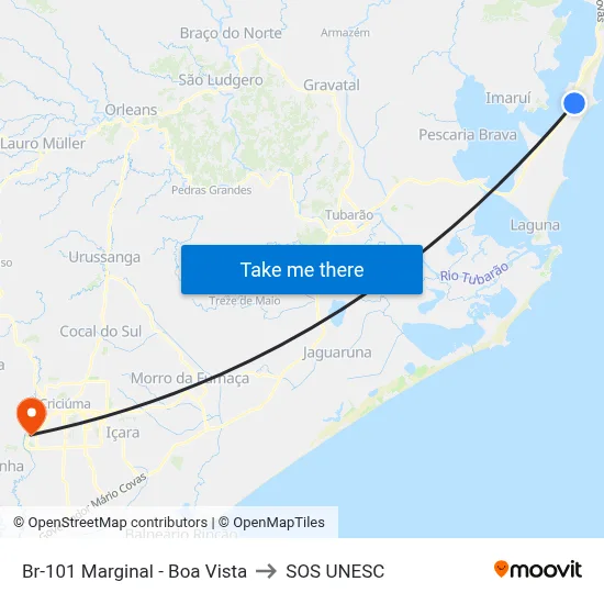 Br-101 Marginal - Boa Vista to SOS UNESC map