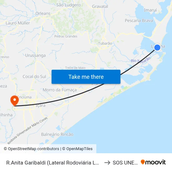R.Anita Garibaldi (Lateral Rodoviária Laguna) to SOS UNESC map
