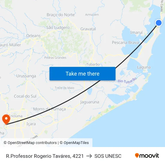 R.Professor Rogerio Taváres, 4221 to SOS UNESC map