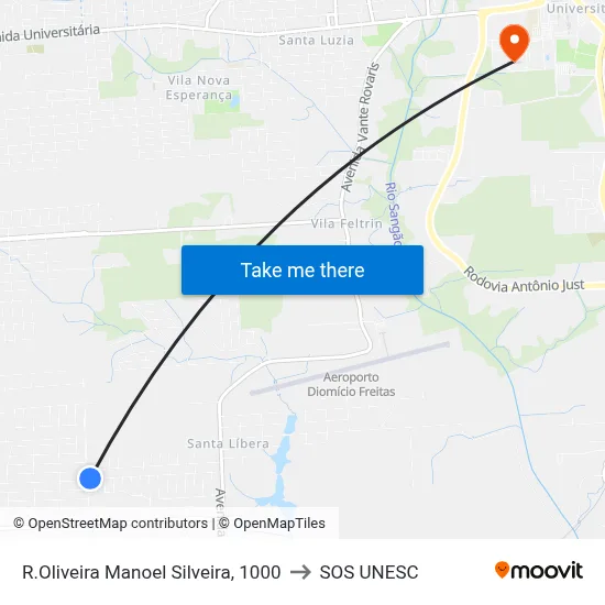 R.Oliveira Manoel Silveira, 1000 to SOS UNESC map