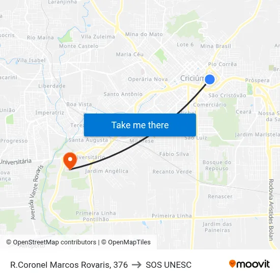 R.Coronel Marcos Rovaris, 376 to SOS UNESC map