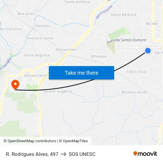 R. Rodrigues Alves, 497 to SOS UNESC map