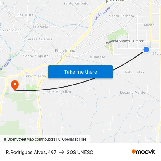 R.Rodrigues Alves, 497 to SOS UNESC map