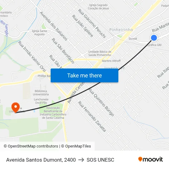 Avenida Santos Dumont, 2400 to SOS UNESC map
