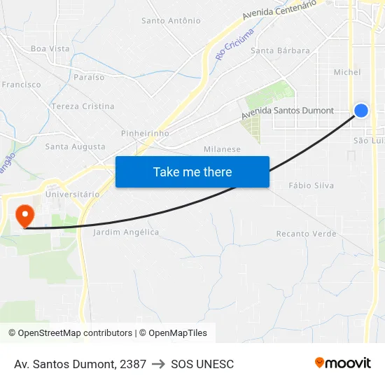 Av. Santos Dumont, 2387 to SOS UNESC map