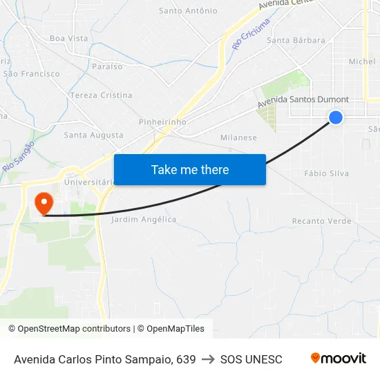 Avenida Carlos Pinto Sampaio, 639 to SOS UNESC map