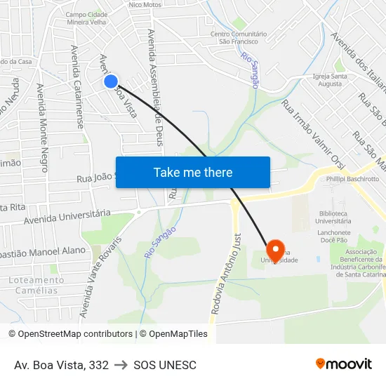 Av. Boa Vista, 332 to SOS UNESC map