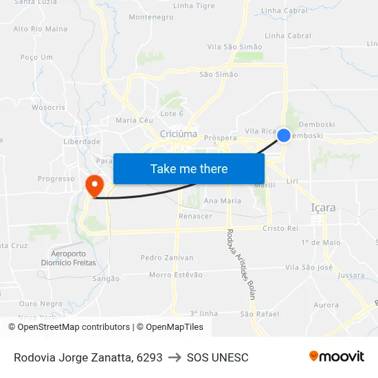 Rodovia Jorge Zanatta, 6293 to SOS UNESC map