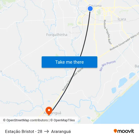 Estação Bristot - 28 to Araranguá map