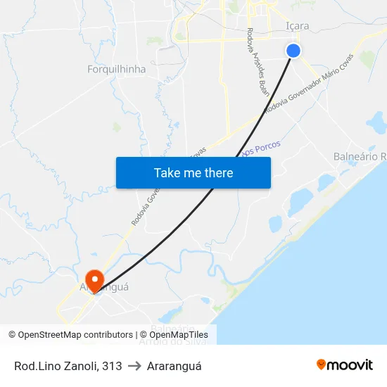 Rod.Lino Zanoli, 313 to Araranguá map