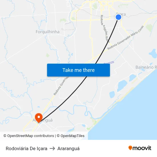 Rodoviária De Içara to Araranguá map