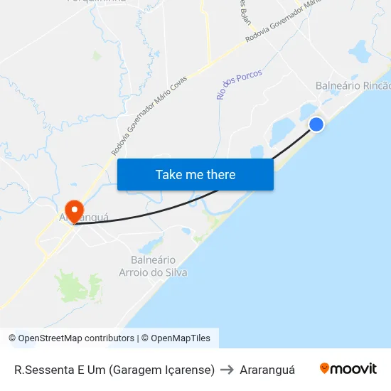 R.Sessenta E Um (Garagem Içarense) to Araranguá map