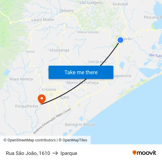 Rua São João, 1610 to Iparque map